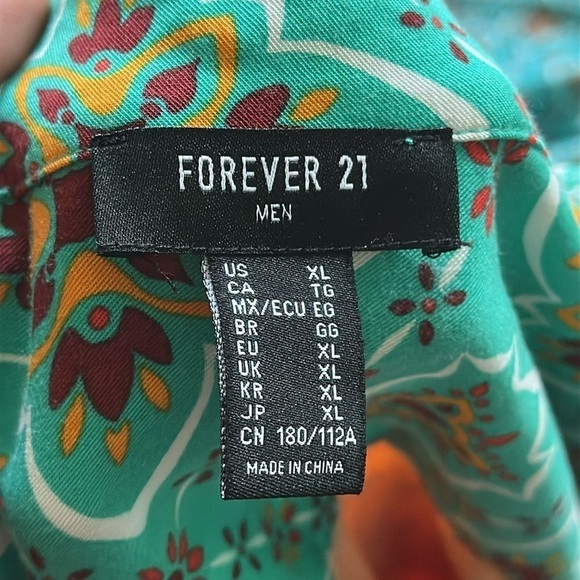 Forever 21 Men Size XL Orange Green Abstract Print two piece outfit - Picture 7 of 7